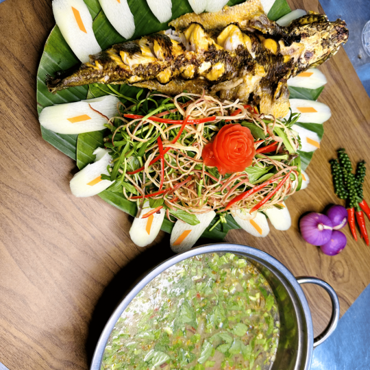 LẨU CÁ NƯỚNG NẤU MẺ